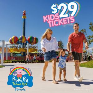 Peppa Pig Theme Park Kids Deal - 3 Parks for $29