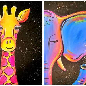 Glow Animals Family Time with Mom at Painting with a Twist Bradenton