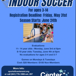 Summer Indoor Youth Soccer at The Center of Anna Maria Island