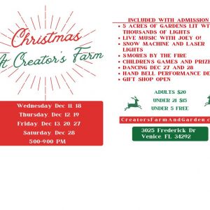 12/11-12/28- Christmas at Creator's Farm & Garden