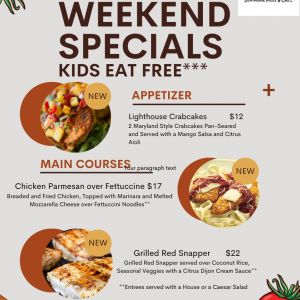 Lighthouse Pizza and Grill Weekend Specials Kids Eat Free